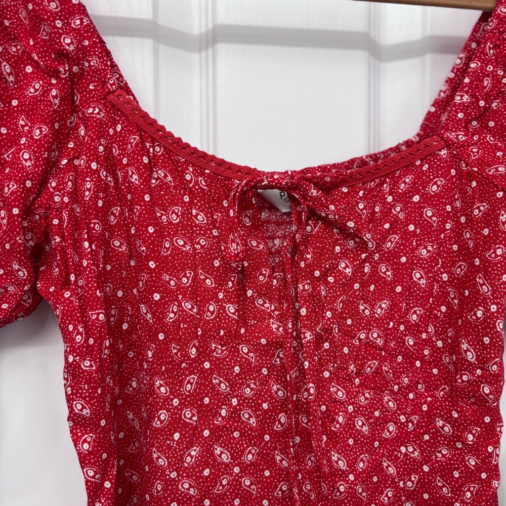 Red Floral Midi Dress | Miss Selfridge Petites US 4 - Picture 4 of 13
